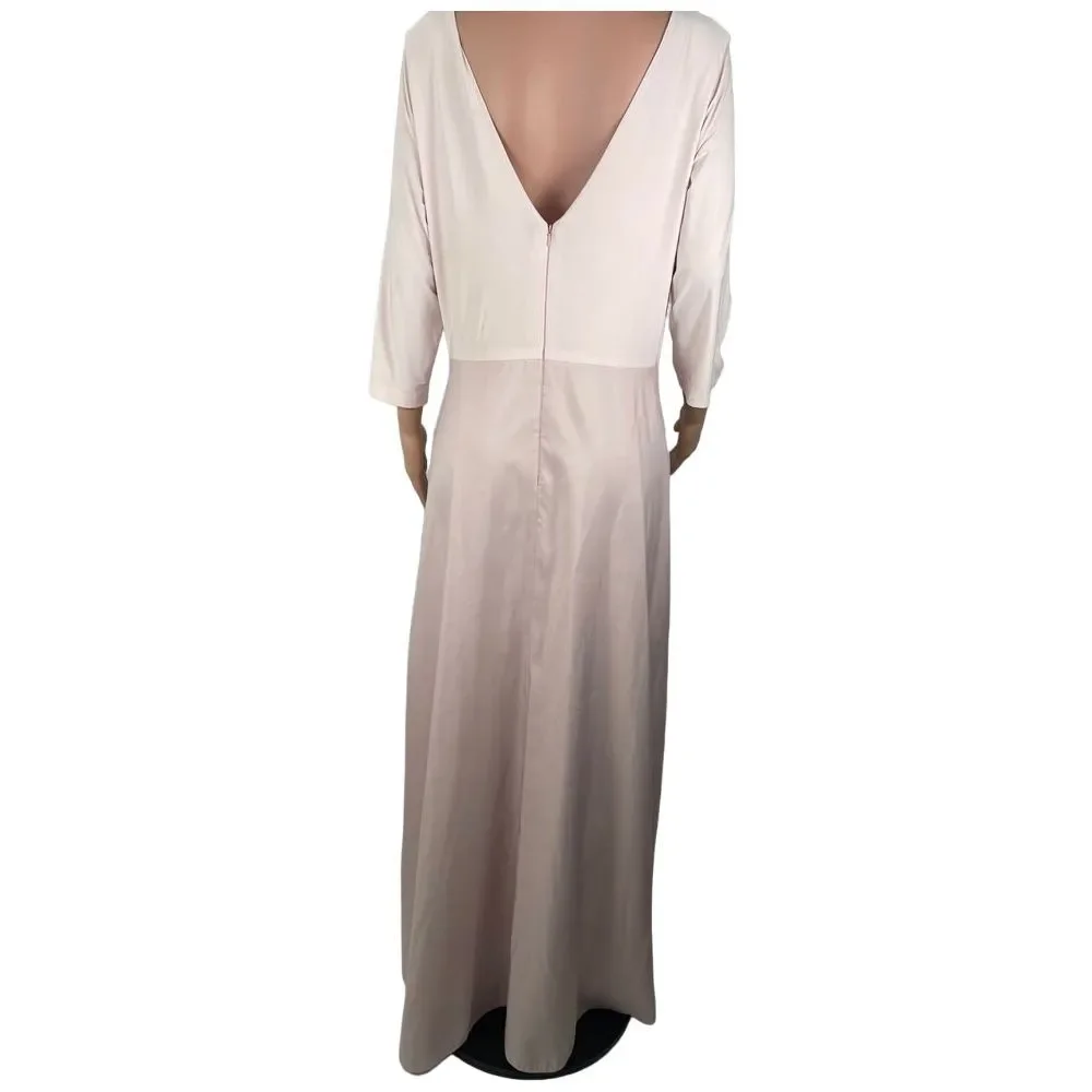 Alfred Sung size XL soft mauve ballet pink v neck fit & flare dress, ballet core - Picture 3 of 12